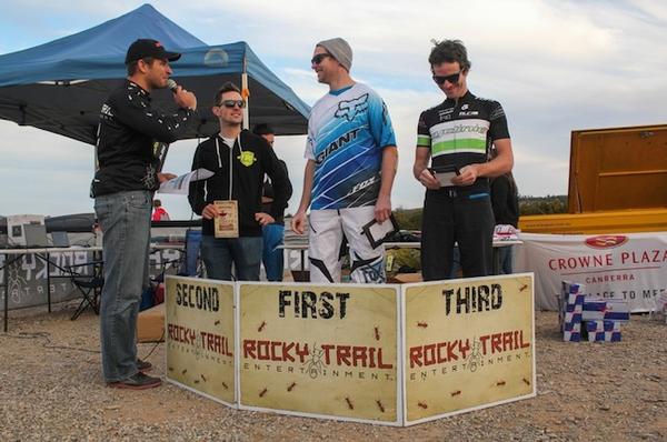 Elite Male Podium (l-r): Martin Wisata (Rocky Trail), Jon Odams (2), Ben Cory (1), Aiden Lefmann (3).